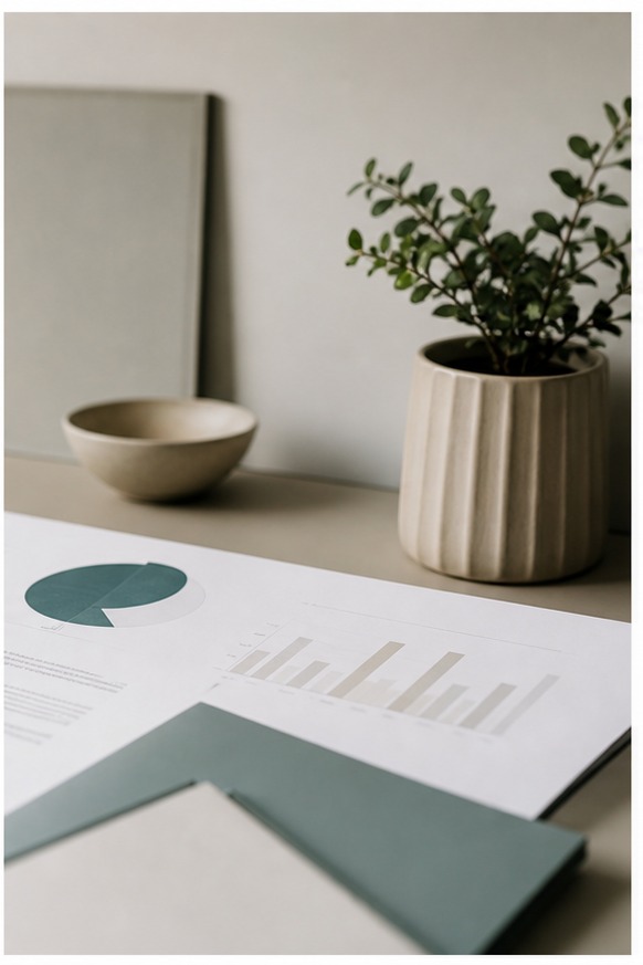 Printed charts and notes on a calm desk